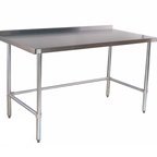 Thumbnail image #1 for Klinger's Trading NBSG2430 30 x 24 x 38 in 18/430 Stainless Steel Corner Work Table, Open Galvanized Base, 2 in Rear Up-Turn