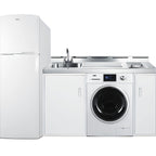 Thumbnail image #1 for Summit Commercial Summit Appliance ACKSPWD821G 83-Inch All-In-One Kitchenette with Radiant Cooktop, Refrigerator/Freezer, Sink & Washer/Dryer
