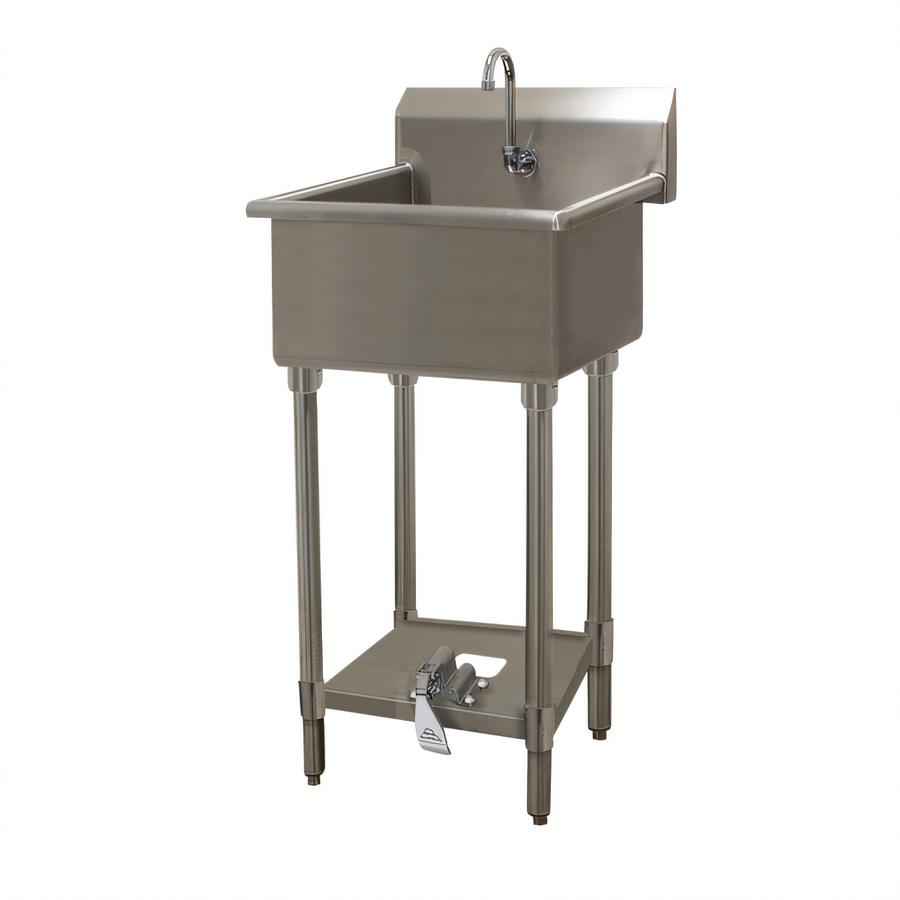 Product image #1 for Advance Tabco One-Station Floor-Mounted Stainless Steel Service Sink with Toe-Push Valve and Gooseneck Spout