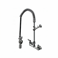 T&S Brass EasyInstall Wall-Mount Pre-Rinse Unit, 8-Inch Centers, Spring-Action Gooseneck, 44-Inch Hose, 0.65 GPM Spray Valve