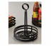 Thumbnail image #1 for Flat Coil Wrought Iron Round Condiment Basket, 6 Inch Diameter x 9.5 Inch H, Black