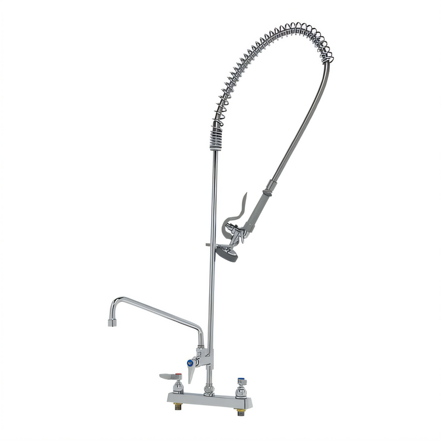 Product image #1 for T&S Brass EasyInstall Workboard Deck-Mount Pre-Rinse Add-On Faucet with 12-Inch Swing Nozzle and 8-Inch Adjustable Centers