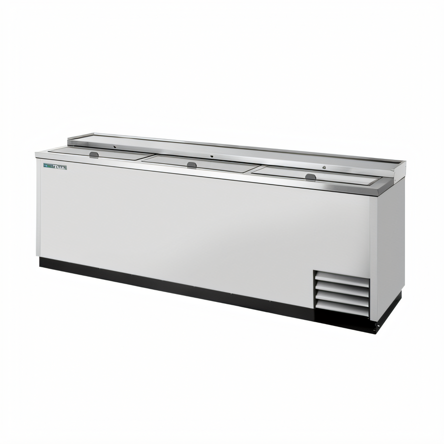 Product image #1 for True 95-Inch Deep-Well Flat-Top Horizontal Bottle Cooler with 3 Lids, 37.5-Case Bottle / 55-Case Can Capacity