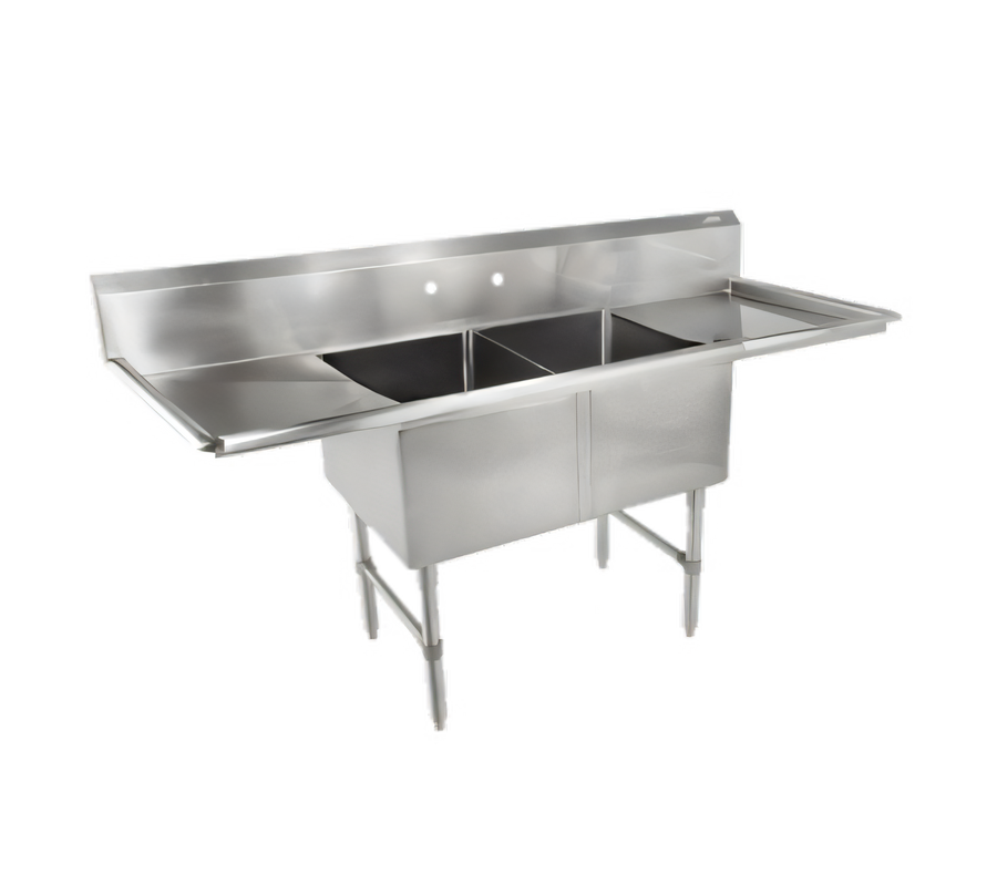Product image #1 for John Boos B Series 2-Compartment Stainless Steel Sink with Left and Right Drainboards, 99-1/4 Inch Wide