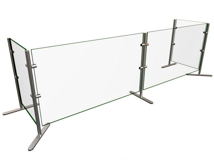 Product image #1 for Hatco Flav-R-Shield Portable 2-Bay Tempered Glass Sneeze Guard, 84 x 18 x 27.5 Inches