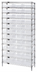 Thumbnail image #1 for Quantum Bin Wire Shelving Unit with 12 Shelves and 33 Clear Bins, Chrome Plated, 36 x 24 x 74 Inches