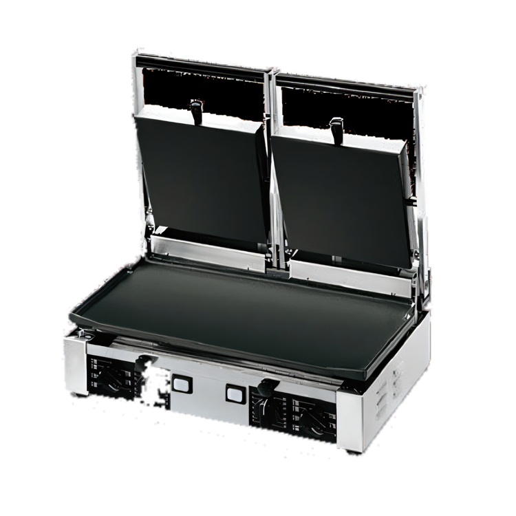 Product image #1 for Univex PPRESS2F Double Countertop Electric Flat Panini Press with Smooth Cast Iron Plates