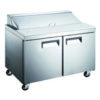 Thumbnail image #1 for Grista 60-Inch 2-Door Refrigerated Salad and Sandwich Prep Table, 15 Cu Ft, Rear-Mount Self-Contained
