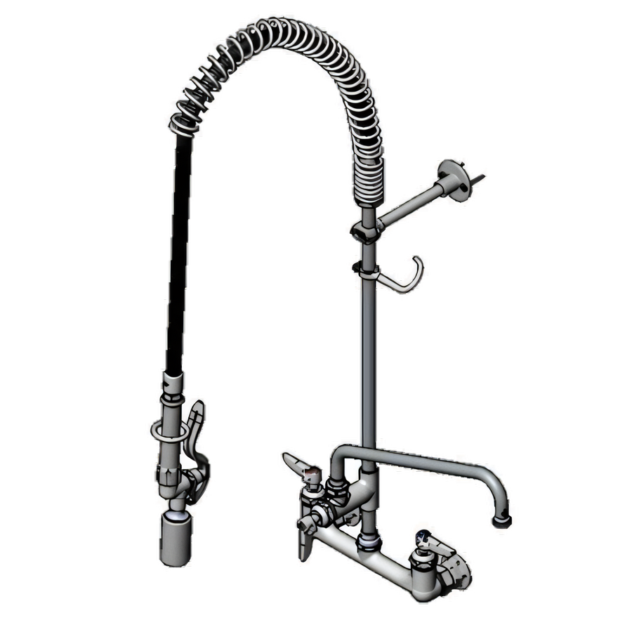 Product image #1 for T&S Brass EasyInstall 8-Inch Wall Mount Pre-Rinse Unit with 12-Inch Swing Nozzle and Add-On Faucet
