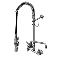 T&S Brass EasyInstall 8-Inch Wall Mount Pre-Rinse Unit with 12-Inch Swing Nozzle and Add-On Faucet