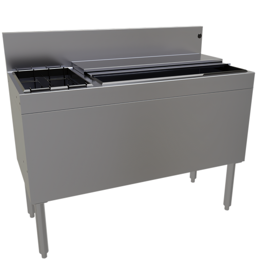Product image #1 for Glastender Extra Deep 42" Underbar Ice Bin/Cocktail Unit with Bottle Well Storage and 10-Circuit Cold Plate