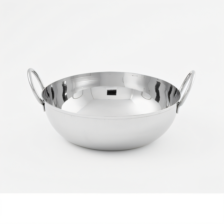 Product image #2 for American Metalcraft 32 oz. Round Stainless Steel Balti Dish with Handles, Mirror Finish