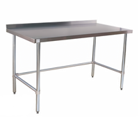 30 Inch x 24 Inch 18-Gauge Stainless Steel Open Base Work Table with 2 Inch Rear Up-Turn