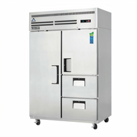Everest Refrigeration Two-Section Reach-In Refrigerator with Solid Door, Half-Door, and Drawers, 48 Cu. Ft., Top-Mounted Self-Contained