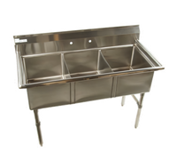 Klinger's Trading Heavy Duty 3-Compartment Stainless Steel Sink Without Drainboards, 53 Inch