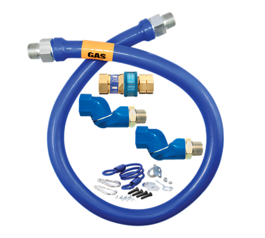 Product image #1 for Dormont Blue Hose 3/4-Inch I.D. x 48-Inch Moveable Gas Connector Hose Assembly with Double Swivel MAX, SnapFast Quick-Disconnect, and Restraining Device