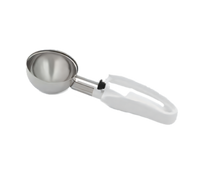 Vollrath Size 6 Standard-Length Squeeze-Handle Disher, 4.7 oz, White Handle