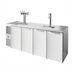 Thumbnail image #1 for True 92 Inch Four-Section Refrigerated Draft Bar Cooler with Stainless Steel Countertop and 2 Insulated Beer Columns