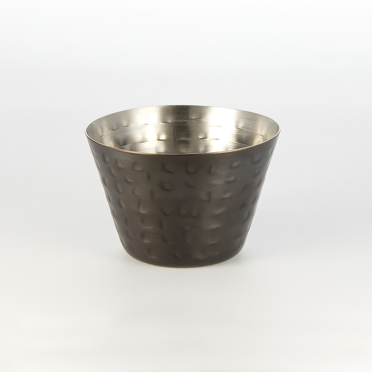 Product image #1 for 4 oz Round Hammered Stainless Steel Sauce Cup, Black