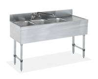 48-Inch Three-Compartment Underbar Sink with Right Drainboard