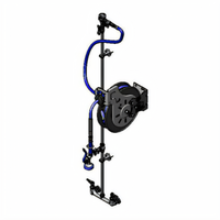 Open Wall-Mount Retractable Hose Reel Assembly with 8-Inch Mixing Faucet and 3/8-Inch x 35-Foot Hose