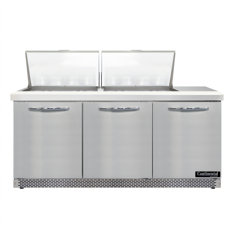 Product image #1 for Continental Refrigerator D72N24M-FB Designer Line Mighty Top 72" Three-Section Sandwich Prep Unit