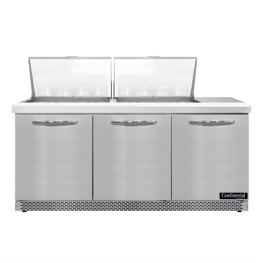 Product image #1 for Continental Refrigerator D72N24M-FB Designer Line Mighty Top 72" Three-Section Sandwich Prep Unit