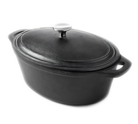 American Metalcraft 4 Qt Oval Cast Iron Casserole Dish with Lid and Handles