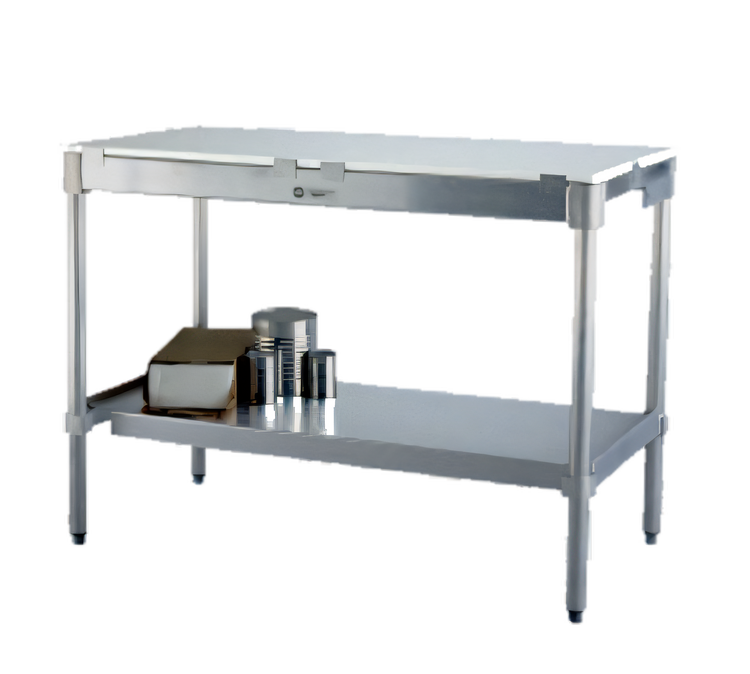 Product image #1 for New Age 72" x 30" Aluminum Poly Top Work Table with Open Base and Adjustable Bullet Feet
