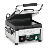 Waring Tostato Perfetto Compact Flat Cast-Iron Panini Grill with Timer, 120V