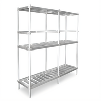 John Boos 3-Shelf Aluminum Keg Rack, 72 Inch W x 20 Inch D x 76 Inch H, 8-Keg Capacity