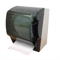 Winco TD-500 Round Wall-Mounted Manual Roll Paper Towel Dispenser with Lever Handle, Black Plastic