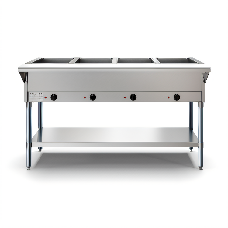 Product image #1 for KoolMore Four Pan Open Well Electric Steam Table with Undershelf
