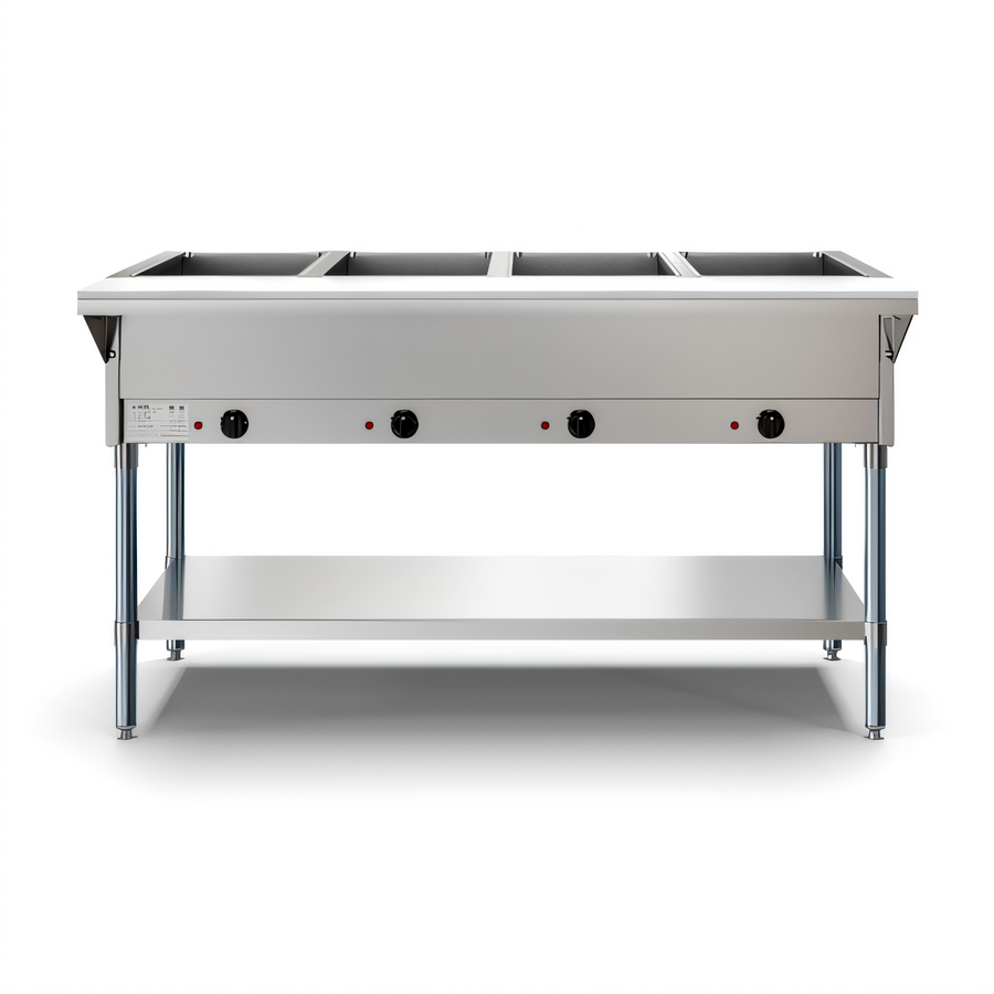 Product image #1 for KoolMore Four Pan Open Well Electric Steam Table with Undershelf