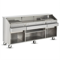 FWE SCB-8 95-Inch Mobile Stainless Steel Beverage Service Bar with Ice Bins and Underbar Server