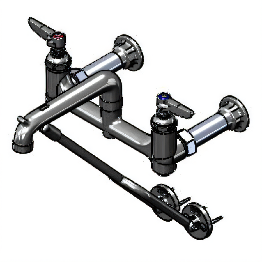 Product image #1 for T&S Brass Wall-Mount Service Sink Faucet with Bucket/Pail Hook, 8-Inch Centers, Polished Chrome-Plated Finish