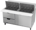 Thumbnail image #1 for Beverage-Air 60-Inch Mega Top Refrigerated Sandwich Prep Table with 24-Pan Rail, 2 Drawers, and 1 Door