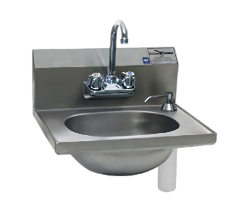 Product image #1 for Eagle Group Wall-Mount 304 Stainless Steel Hand Sink with Gooseneck Faucet, Soap Dispenser and Basket Drain