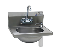 Eagle Group Wall-Mount 304 Stainless Steel Hand Sink with Gooseneck Faucet, Soap Dispenser and Basket Drain