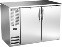 Beverage-Air Two-Section 48-Inch Shallow-Depth Pass-Thru Back Bar Refrigerator with 4 Solid Doors