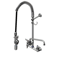 T&S Brass EasyInstall 8-Inch Wall-Mount Pre-Rinse Unit with 12-Inch Swing Nozzle and Add-On Faucet