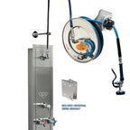 Thumbnail image #1 for T&S Brass B-7132-U01WS8TC 50-Foot Stainless Steel Open Wall-Mount Retractable Hose Reel with Mixing Valve and Vacuum Breaker