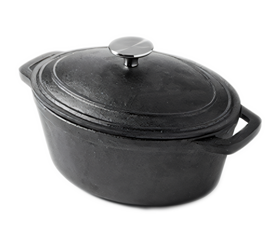 Product image #1 for American Metalcraft 3 Qt. Oval Cast Iron Casserole Dish with Handles and Lid