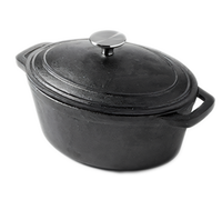 American Metalcraft 3 Qt. Oval Cast Iron Casserole Dish with Handles and Lid