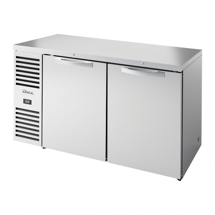 Product image #1 for 60-Inch Two-Section Reach-In Back Bar Cooler with Stainless Steel Top and Solid Locking Doors