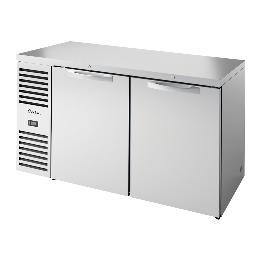 Product image #1 for 60-Inch Two-Section Reach-In Back Bar Cooler with Stainless Steel Top and Solid Locking Doors