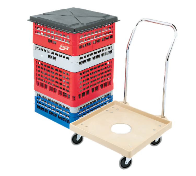 Product image #1 for Vollrath Plastic Dish Rack Dolly with Center Drain Hole, 20 x 20 Inch Platform, 200 lb Capacity, Beige