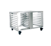 Baxter 12-Pan Stainless Steel Open Cabinet Equipment Stand Base with Pan Slides and 4-Inch Locking Casters