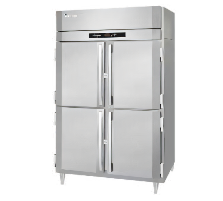 Product image #1 for Victory UltraSpec 2-Section Reach-In Freezer with 4 Half-Height Solid Hinged Doors, Self-Contained, Top-Mounted
