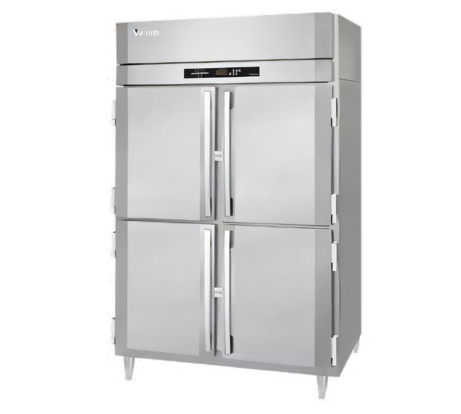 Product image #1 for Victory UltraSpec 2-Section Reach-In Freezer with 4 Half-Height Solid Hinged Doors, Self-Contained, Top-Mounted